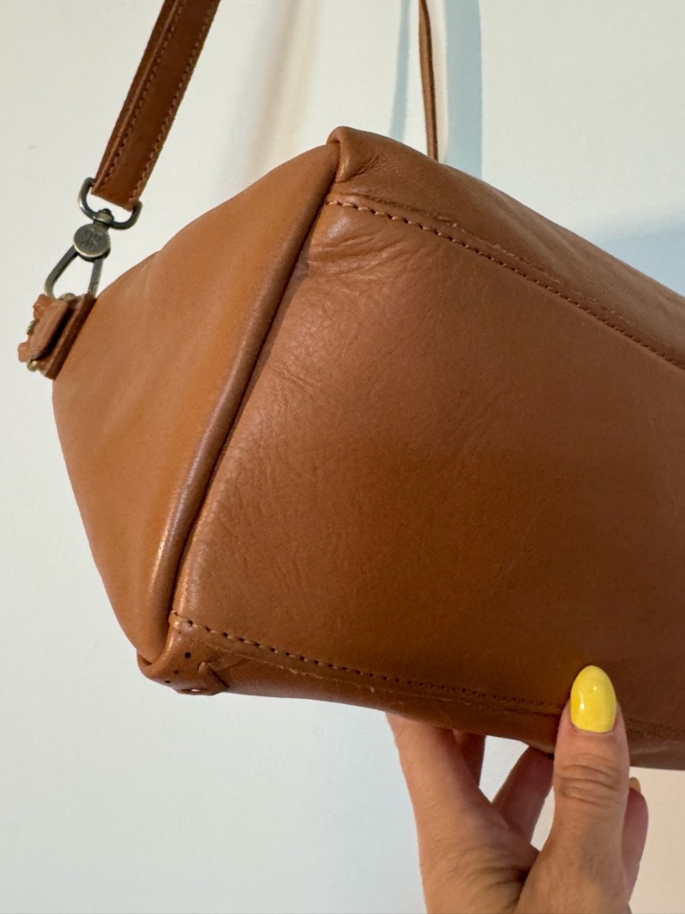 HOBO Cognac Leather Shoulder Bag Woven Handle Crossbody - Picture 5 of 8